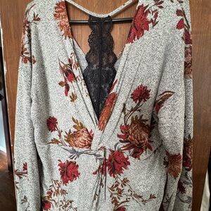 Maurice’s Floral Knit Top With Lace Open Back